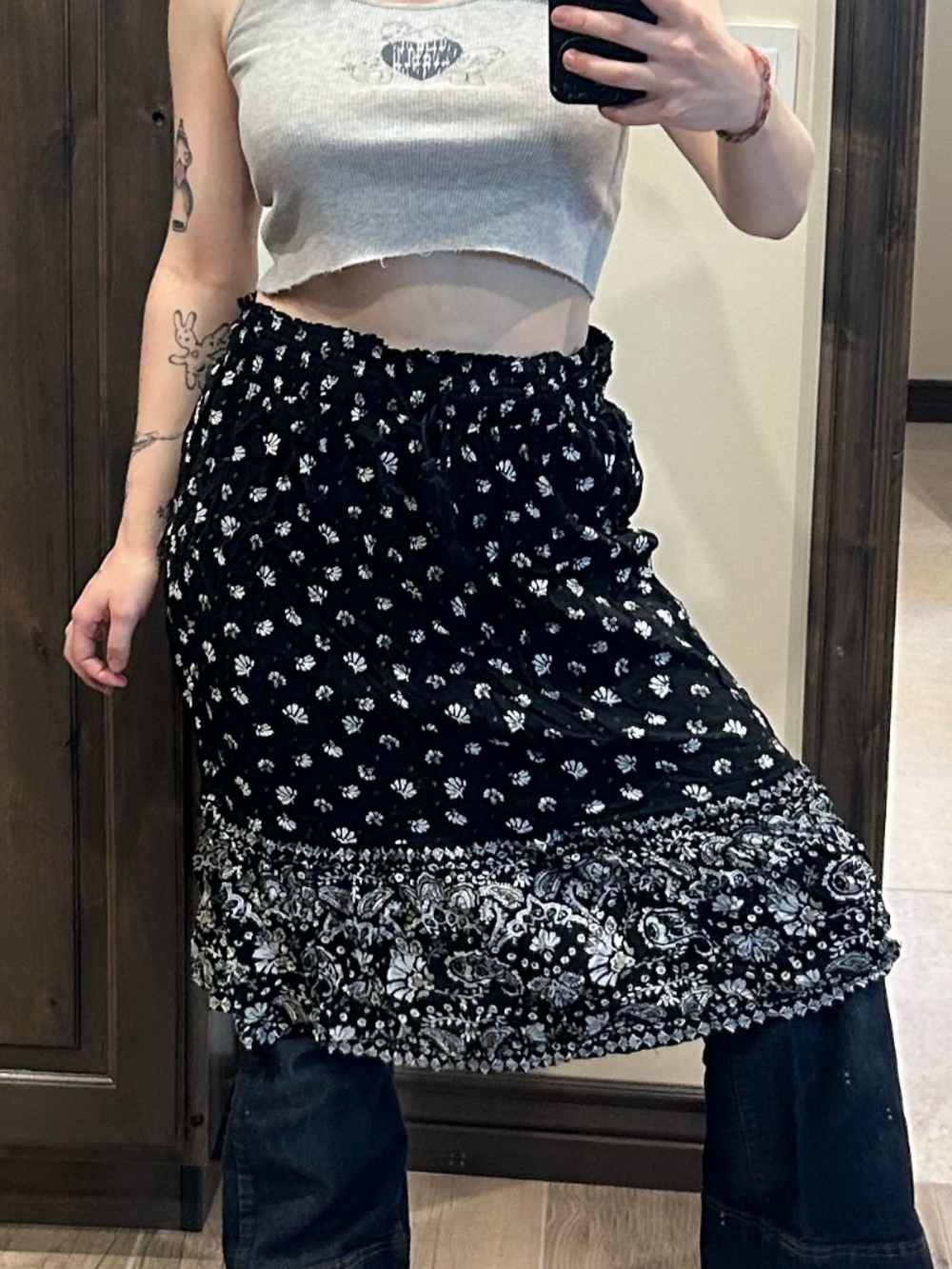Sonoma boho skirt black with detailing large